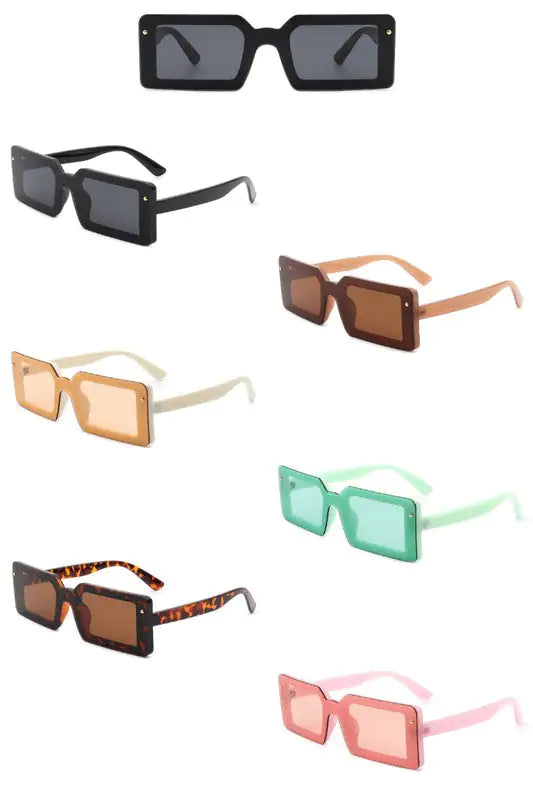 Rectangle Retro Flat Top Sunglasses